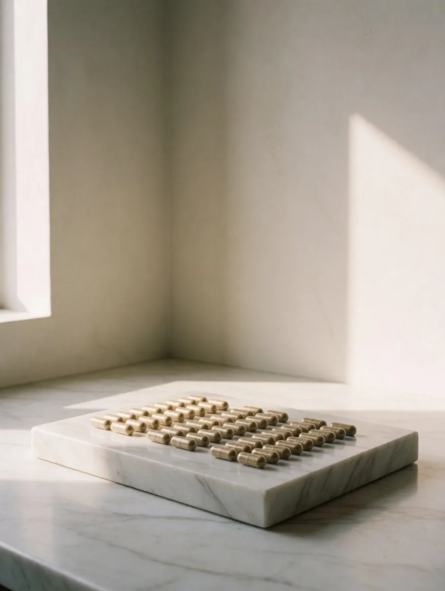 Natural capsules arranged on chalk paper