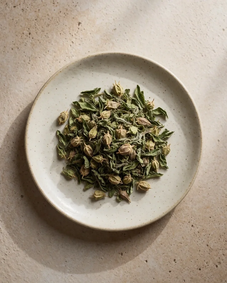 Tribulus terrestris botanical specimen on plate