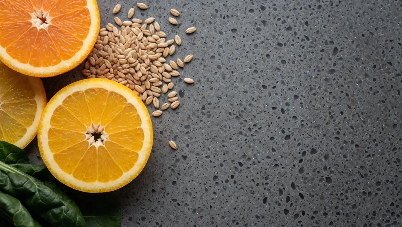 Mineral-rich foods on stone surface