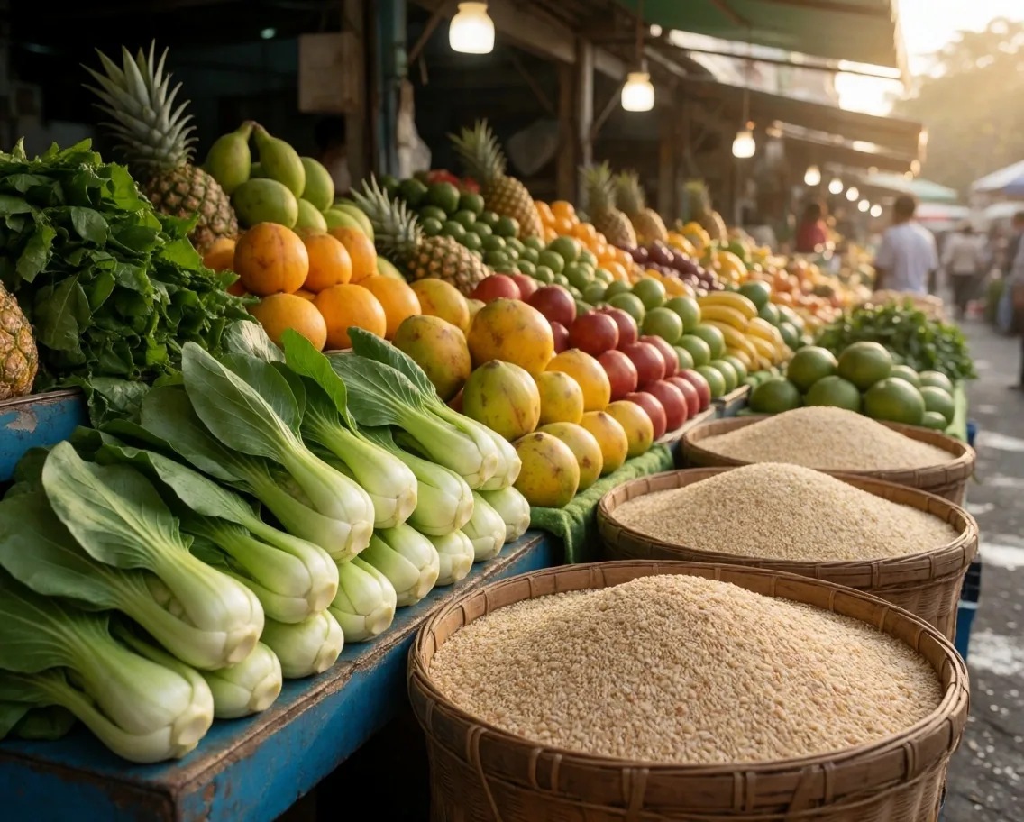 A fresh produce market stall in Bandung