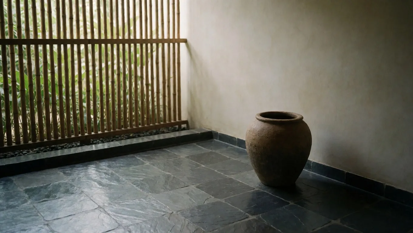 Botanical ingredients arranged on a stone slab under soft window light